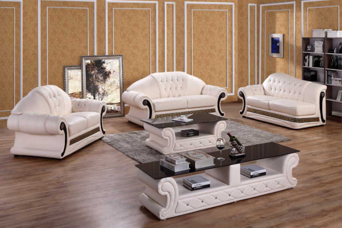white leather luxury couch set